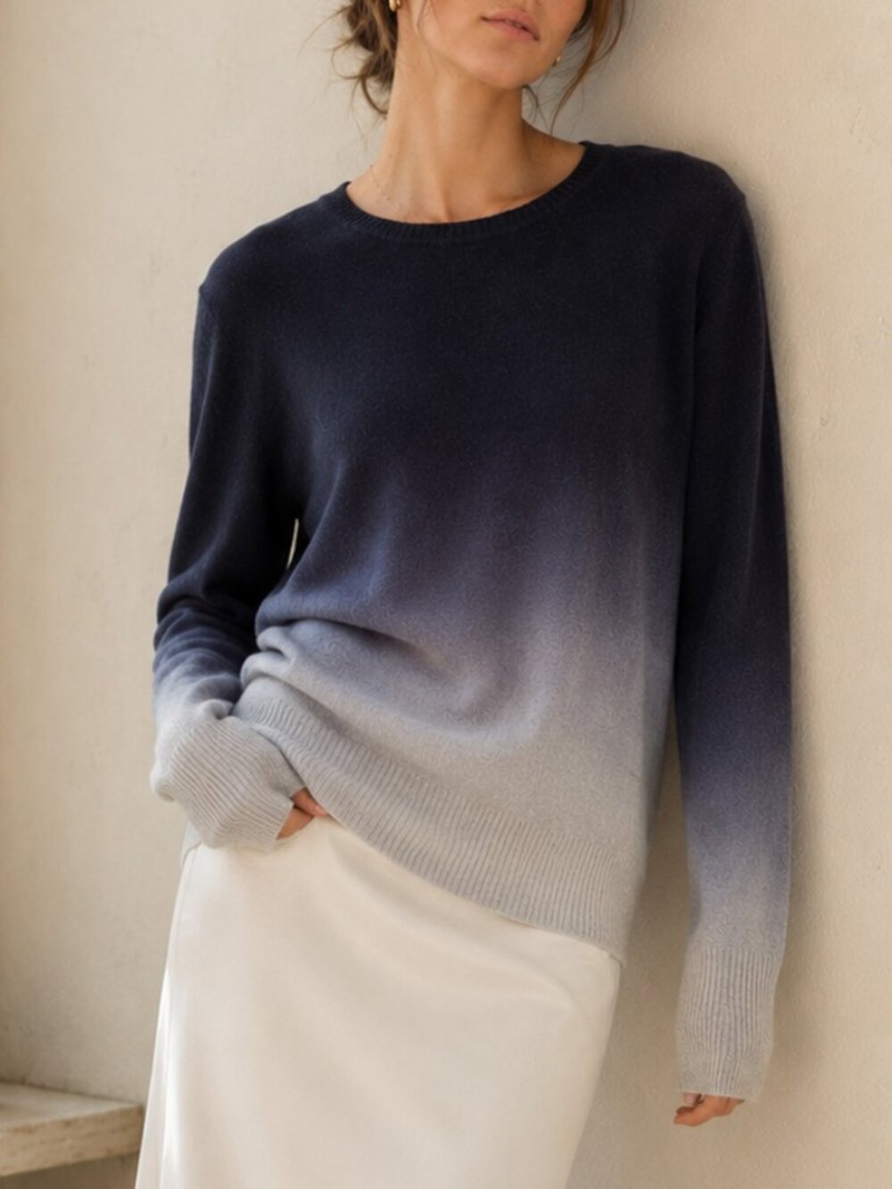 Christopher Fischer Cashmere Gradient Black Gray Sweater Size M